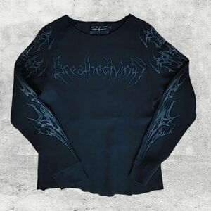 Breathe Divinity Black Thermal Crew Neck Long Sleeve Tee Size L